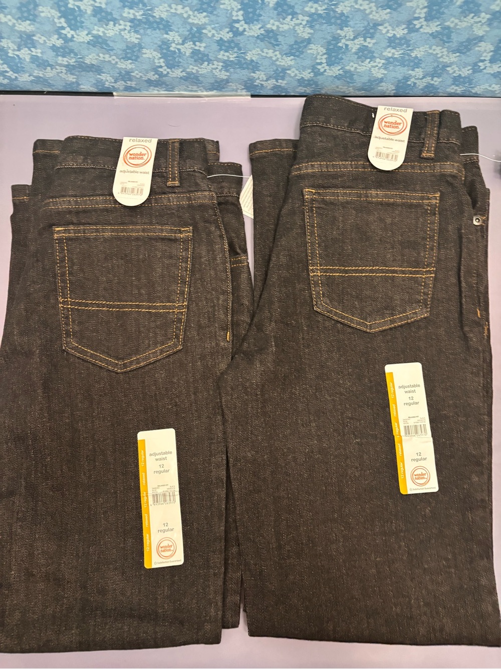 wonder nation Dark Wash Kids Jeans with Contrast Stitching